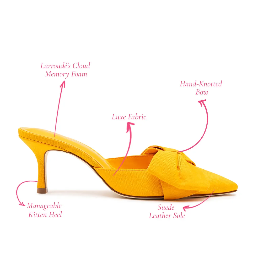 Larroude Mini Elle Pump in Mango Fabric