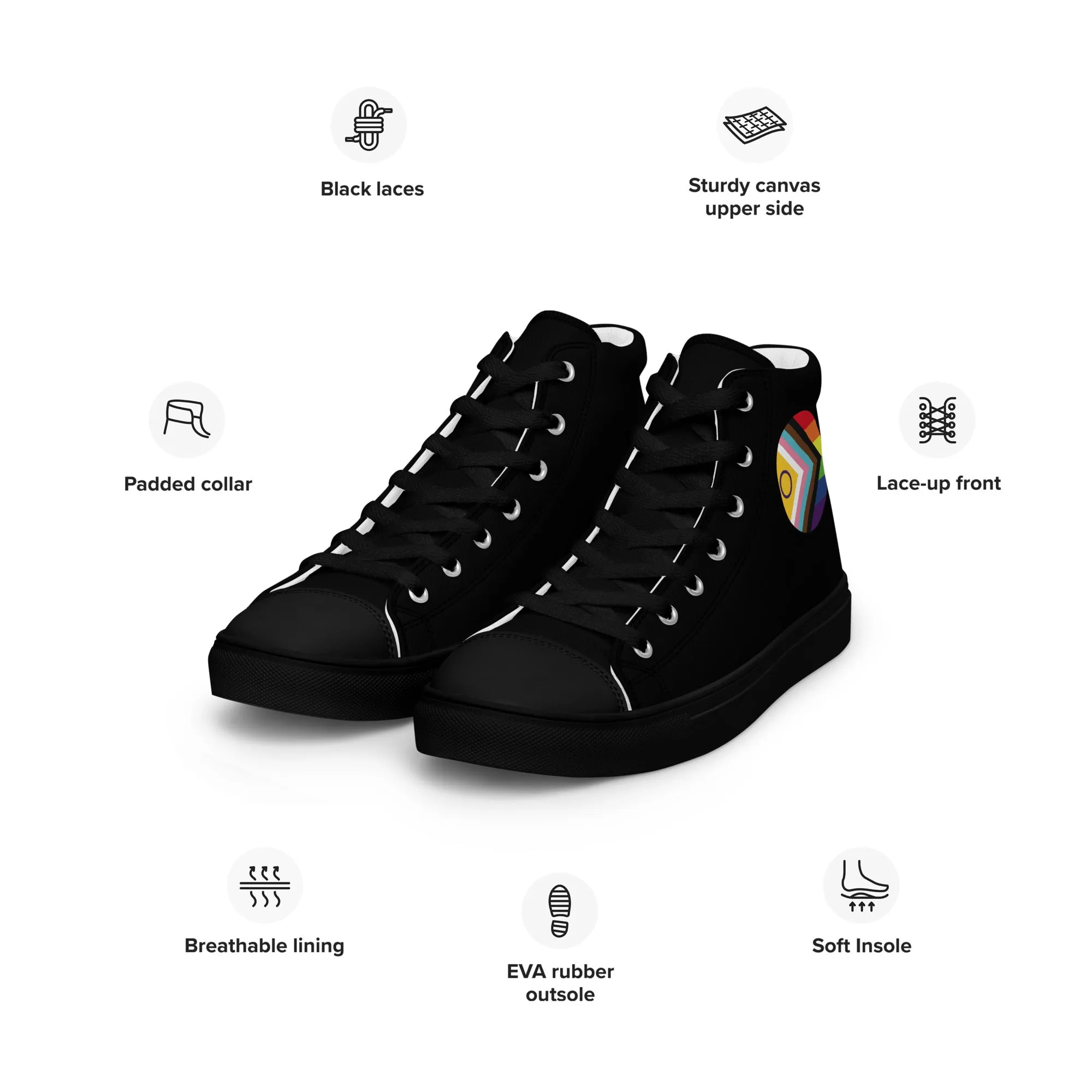 LGBTQ Intersex Progress Pride Women’s High Top Canvas Athletic Shoes