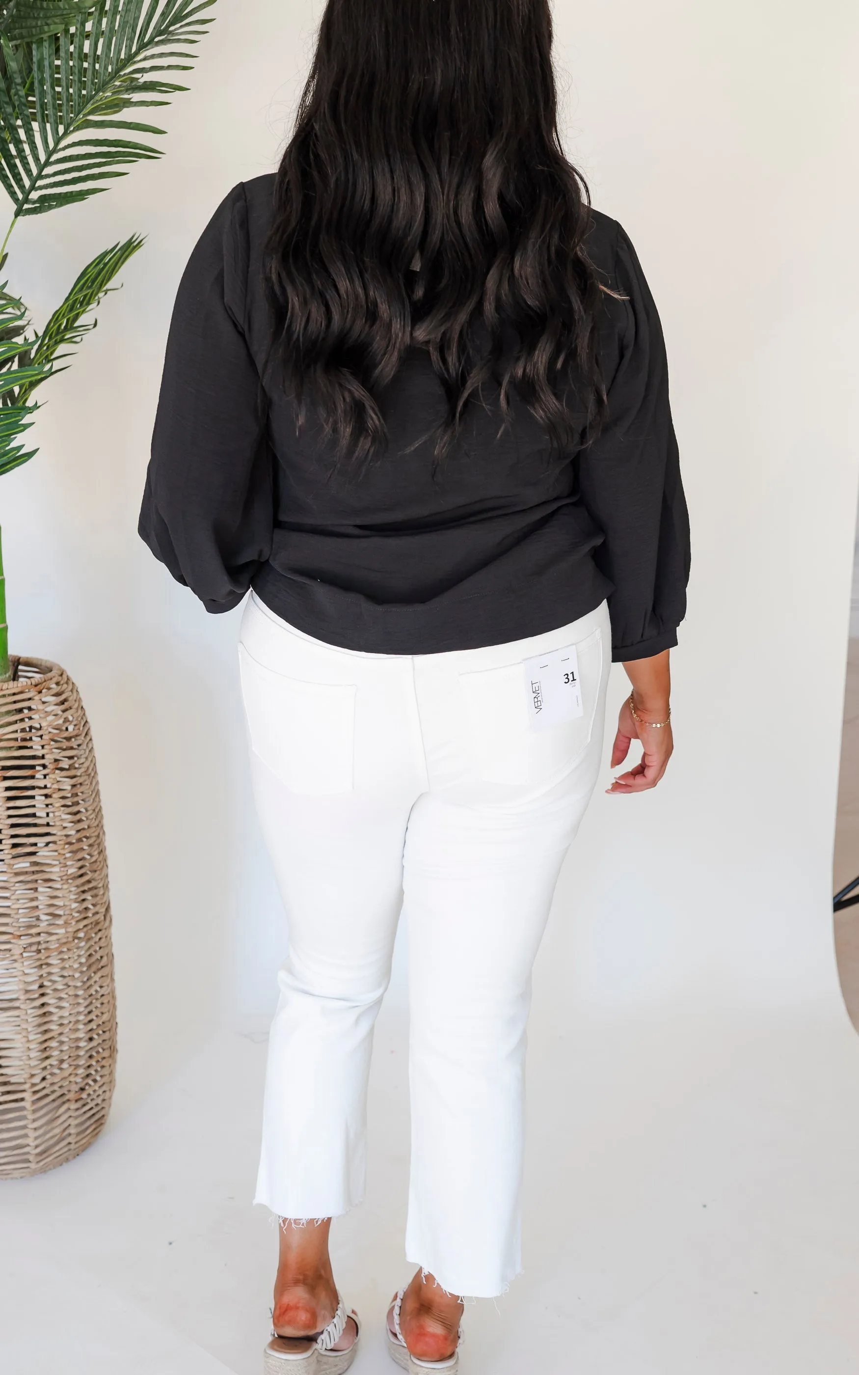 Lovervet | Optic White High Rise Seamless Crop Flare Denim Jeans - Final Sale