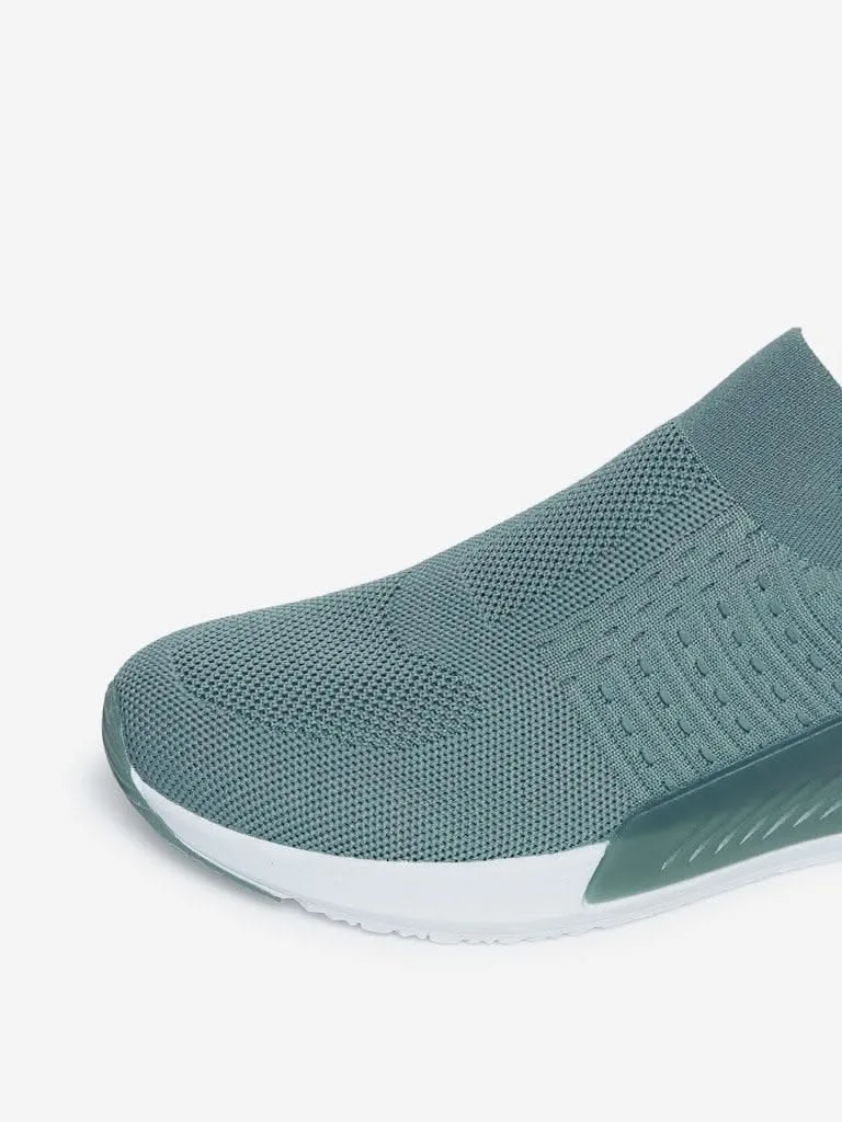 LUNA BLU Green Slip-On Easy Fit Knit Sneakers