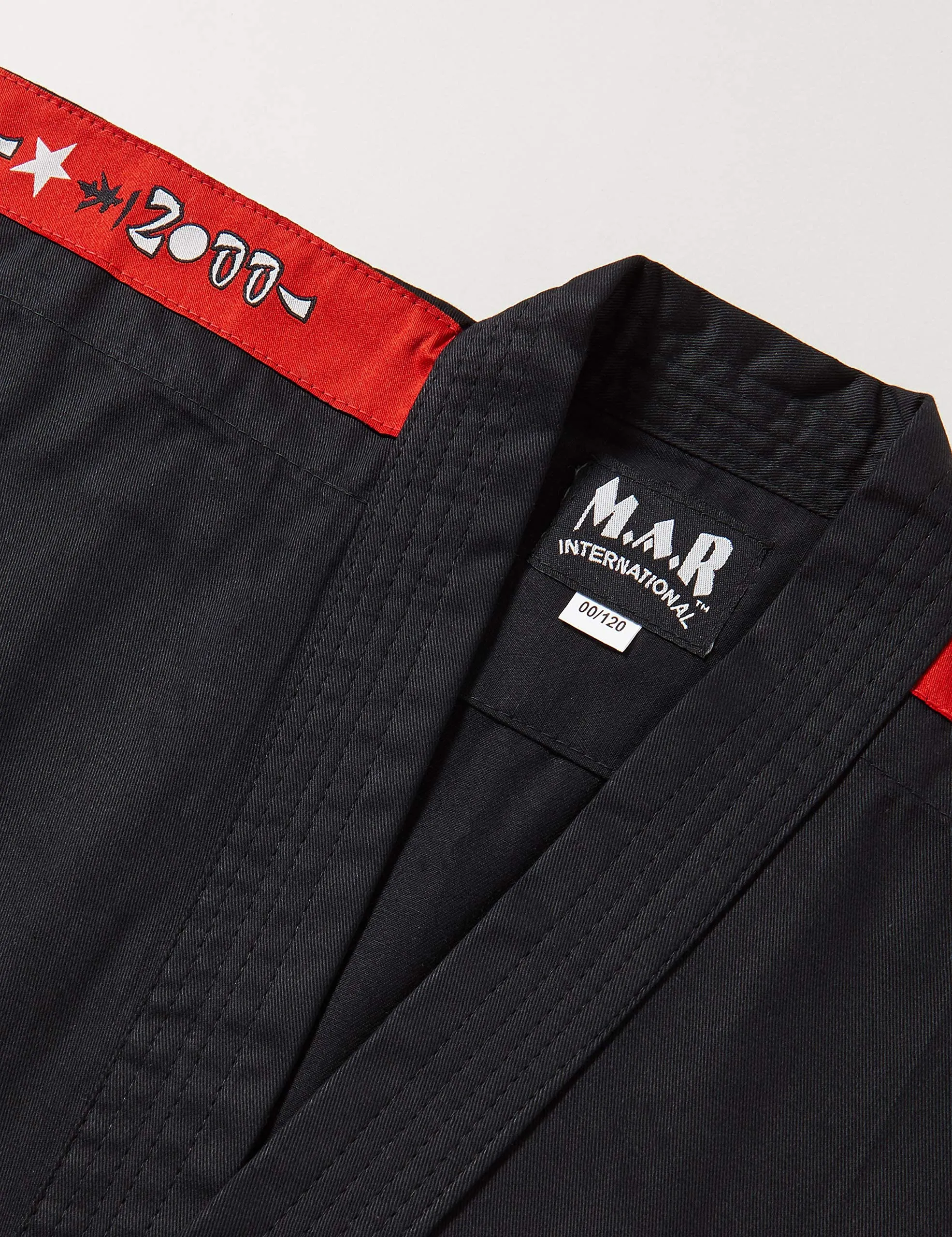 MAR-012 | Black & Red Designer Karate Uniform (8oz Fabric)   FREE BELT