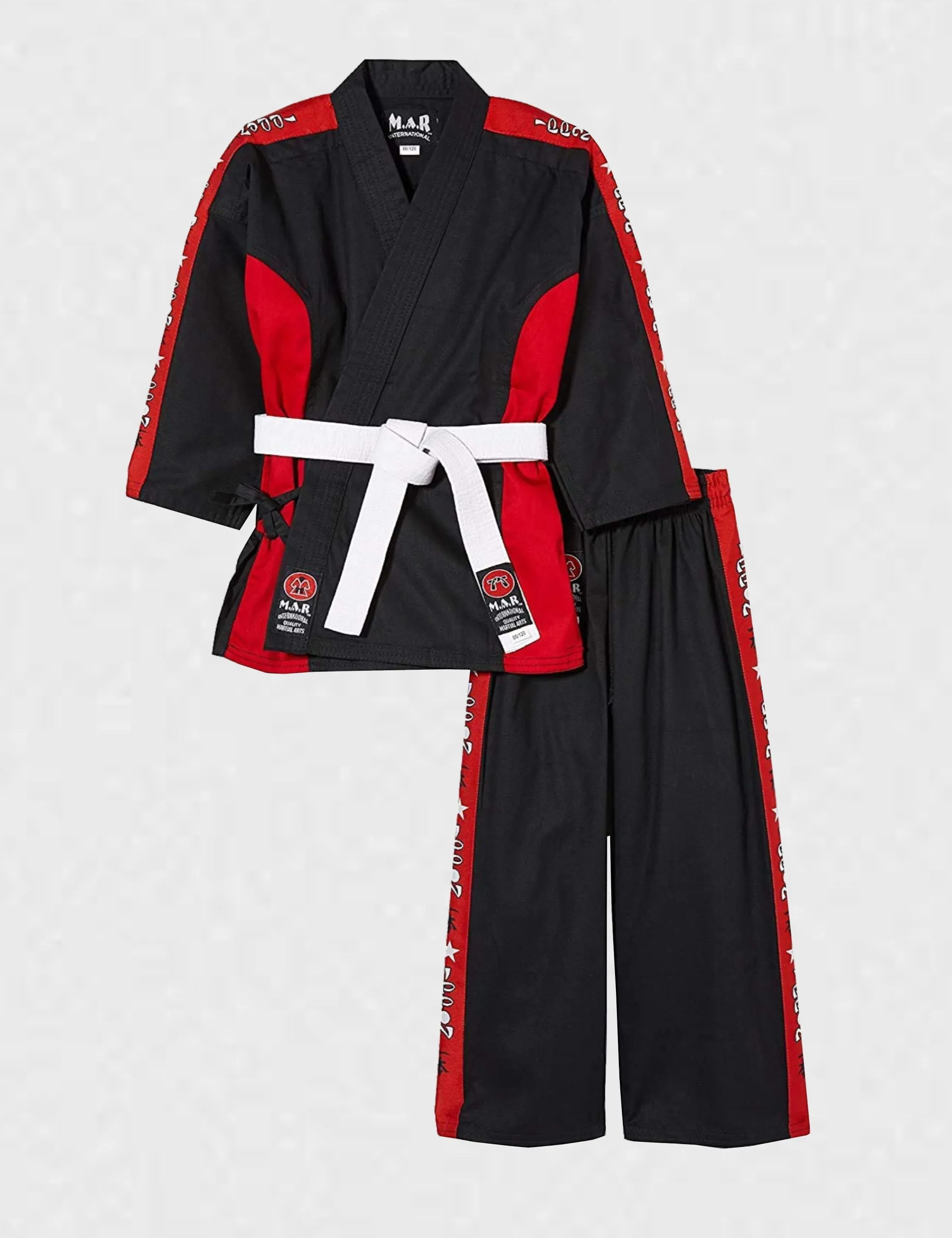 MAR-012 | Black & Red Designer Karate Uniform (8oz Fabric)   FREE BELT