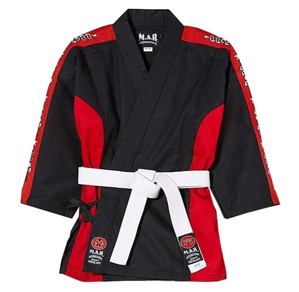 MAR-012 | Black & Red Designer Karate Uniform (8oz Fabric)   FREE BELT