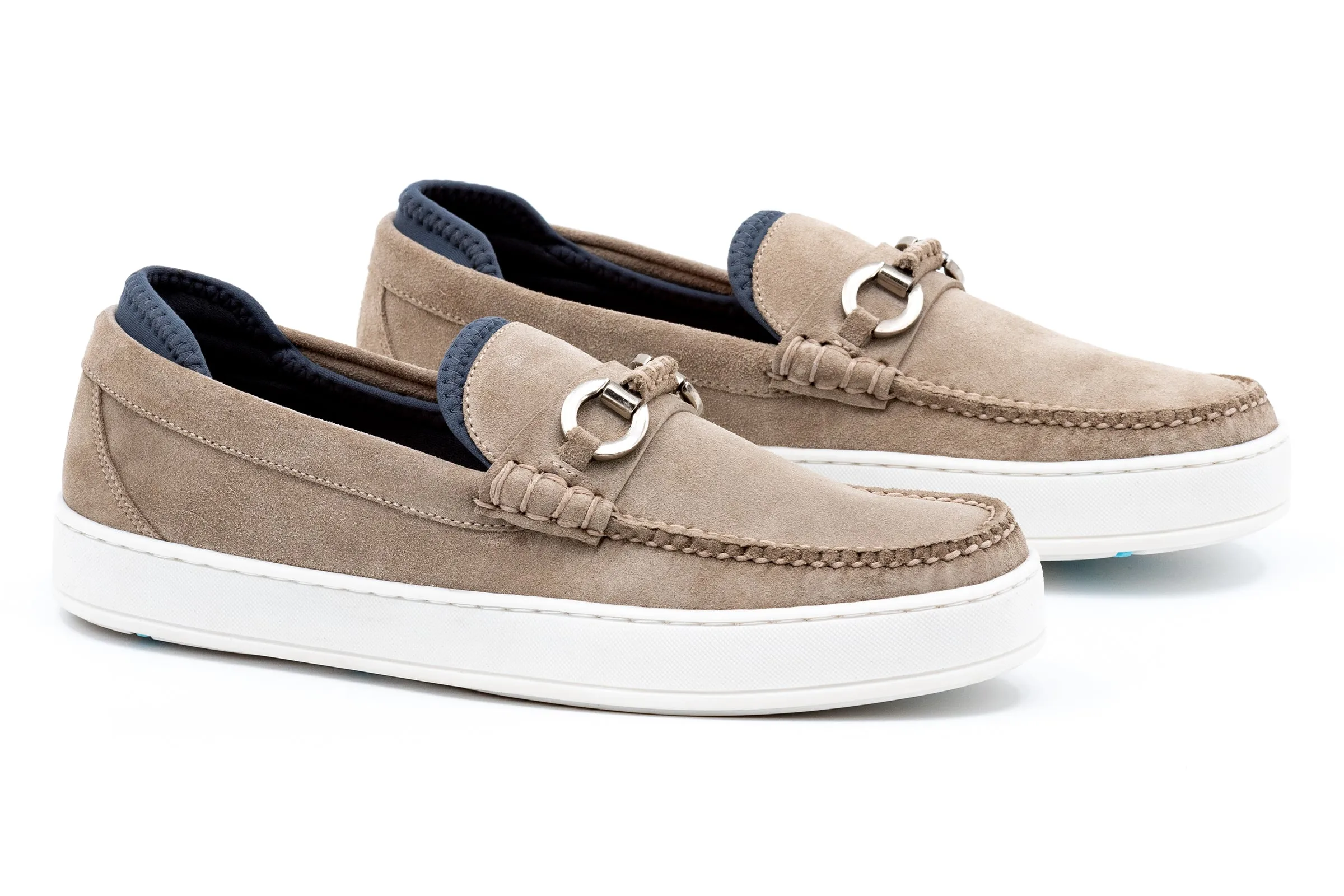 MD Signature Suede Horse Bit Loafers - Oyster