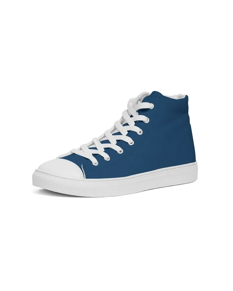 Medium Dark Blue Men's High-top Canvas Sneakers | Men's | Medium Dark Pure Blue | C100M50Y0K60