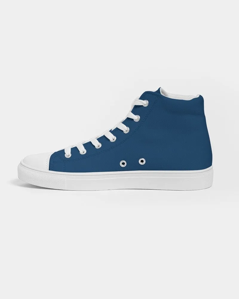 Medium Dark Blue Men's High-top Canvas Sneakers | Men's | Medium Dark Pure Blue | C100M50Y0K60