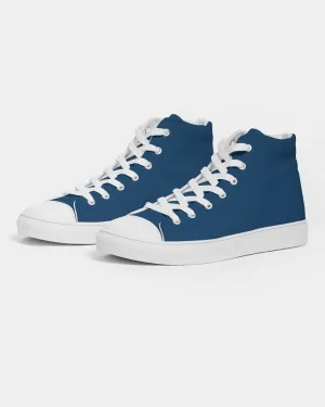 Medium Dark Blue Men's High-top Canvas Sneakers | Men's | Medium Dark Pure Blue | C100M50Y0K60