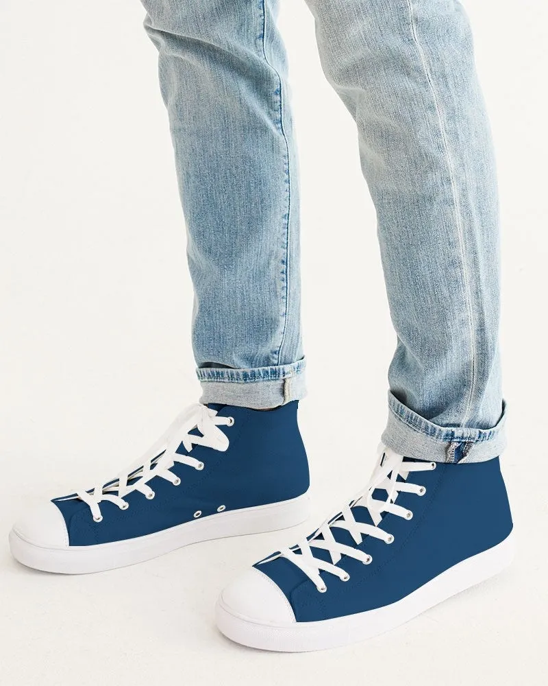 Medium Dark Blue Men's High-top Canvas Sneakers | Men's | Medium Dark Pure Blue | C100M50Y0K60