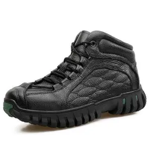 Men Soft Leather Wear Resistance Outsole Fur Lining Outdoor High Top Boots