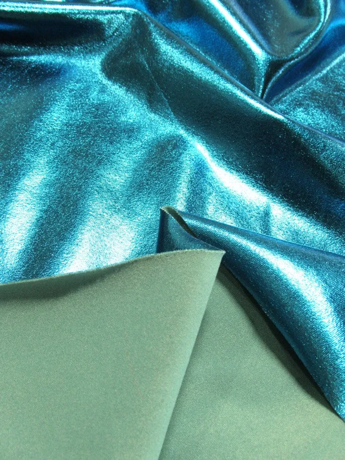 Metallic Foil Spandex Fabric / Black / Stretch Lycra Sold By The Yard