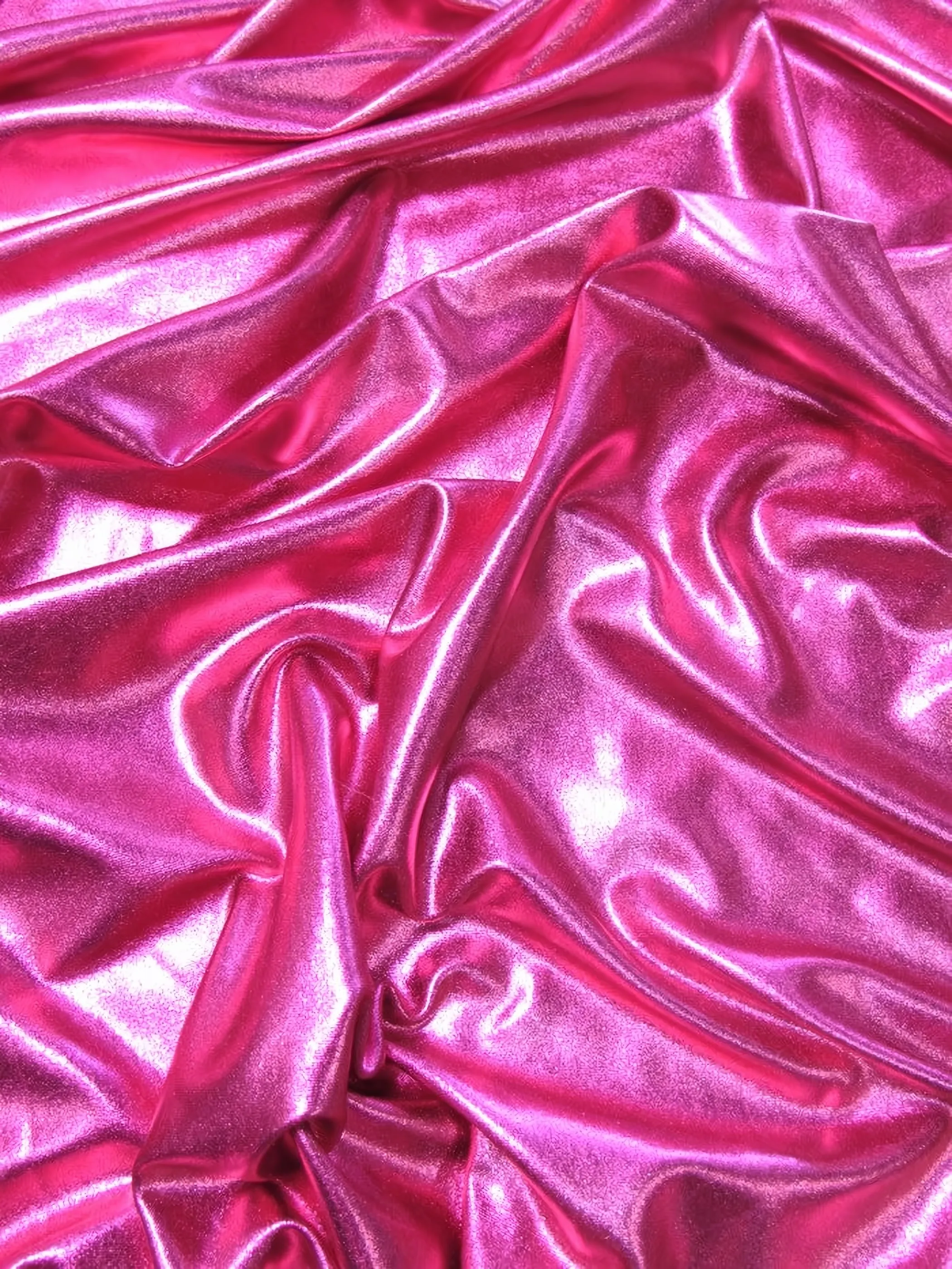 Metallic Foil Spandex Fabric / Fuchsia / Stretch Lycra Sold By The Yard