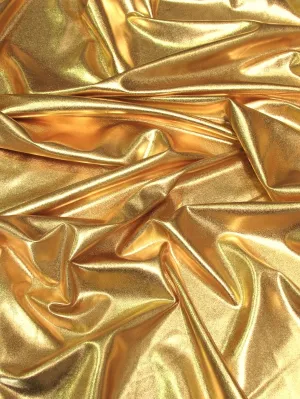 Metallic Foil Spandex Fabric / Gold / Stretch Lycra Sold By The Yard