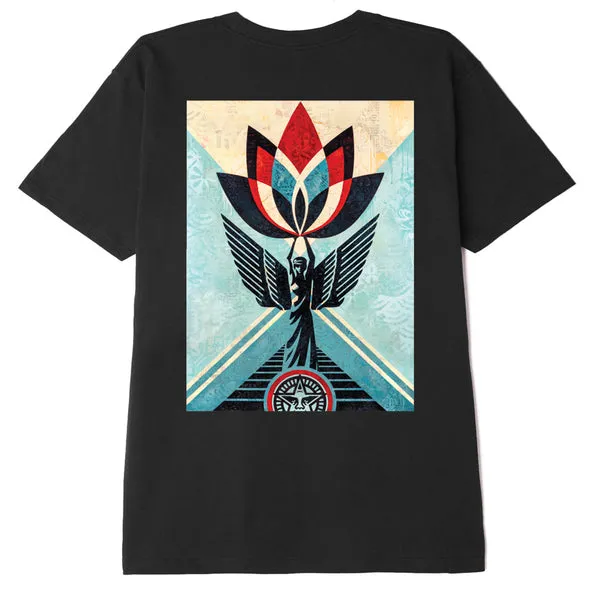 Obey Lotus Angel Canvas T-Shirt - Black