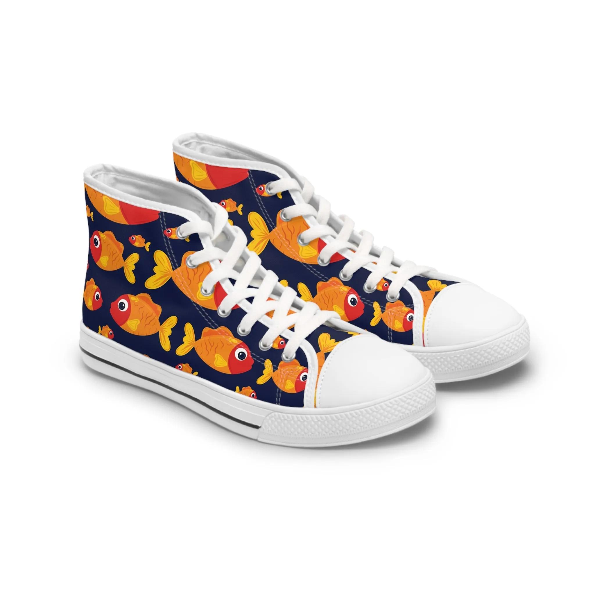 Orange and Red Fish Women's High Top Sneakers