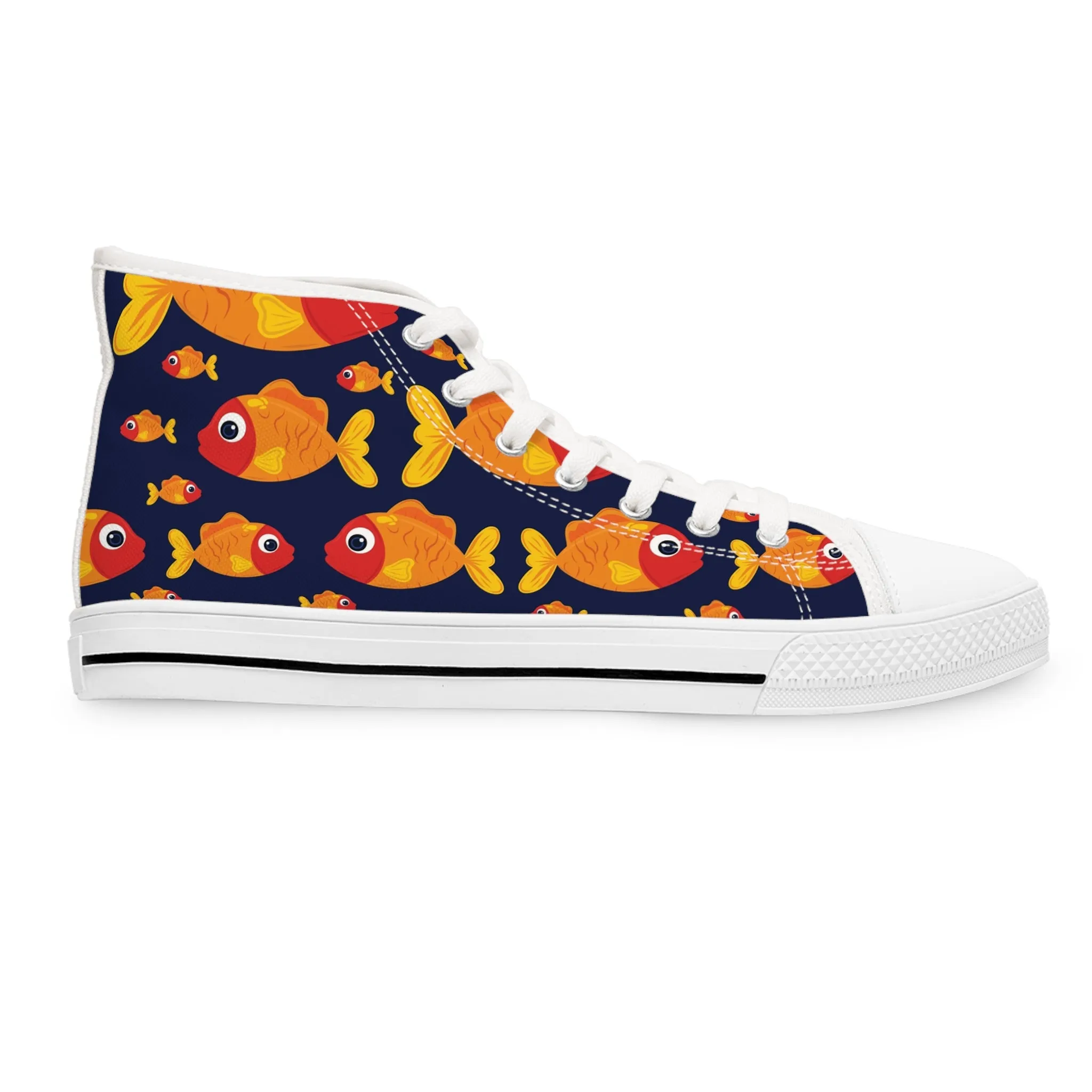 Orange and Red Fish Women's High Top Sneakers