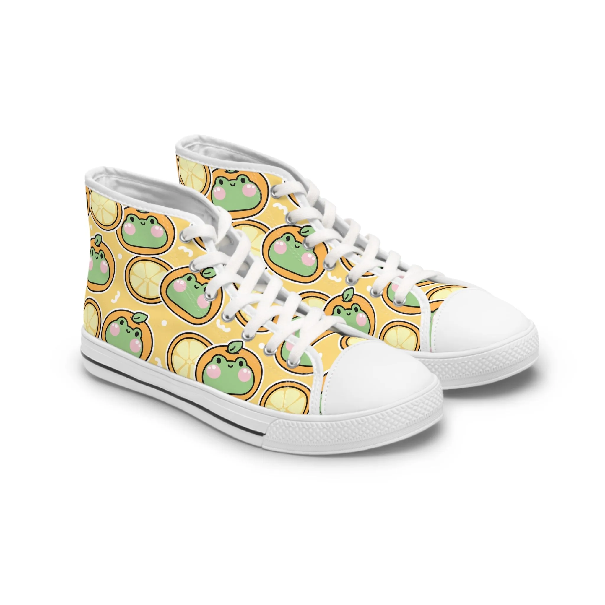 Orange Frog Background Women's High Top Sneakers