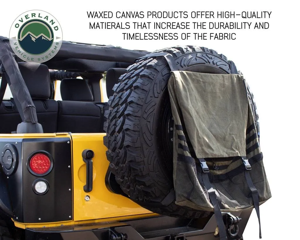 Overland Vehicle Systems Extra Large Trash Bag Tire Mount - #16 Waxed Canvas | Universal