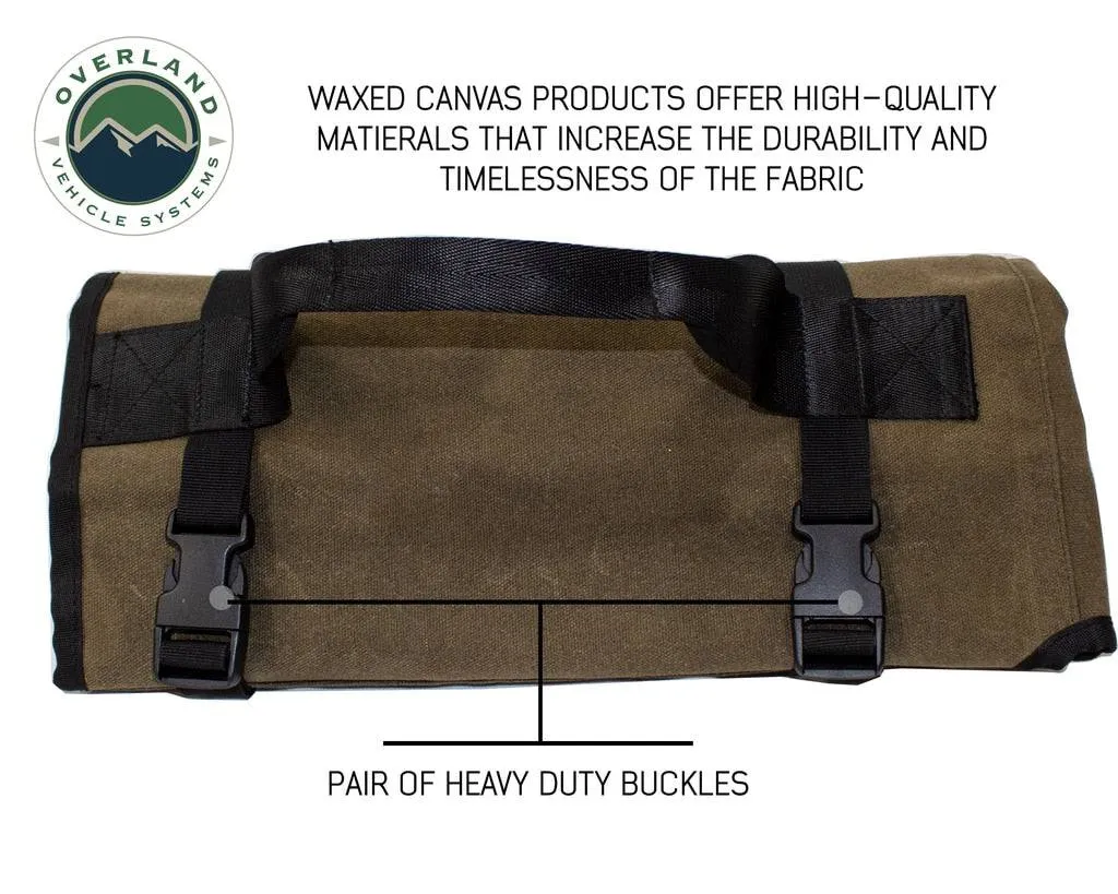 Overland Vehicle Systems Rolled Bag General Tools With Handle And Straps - #16 Waxed Canvas | Universal