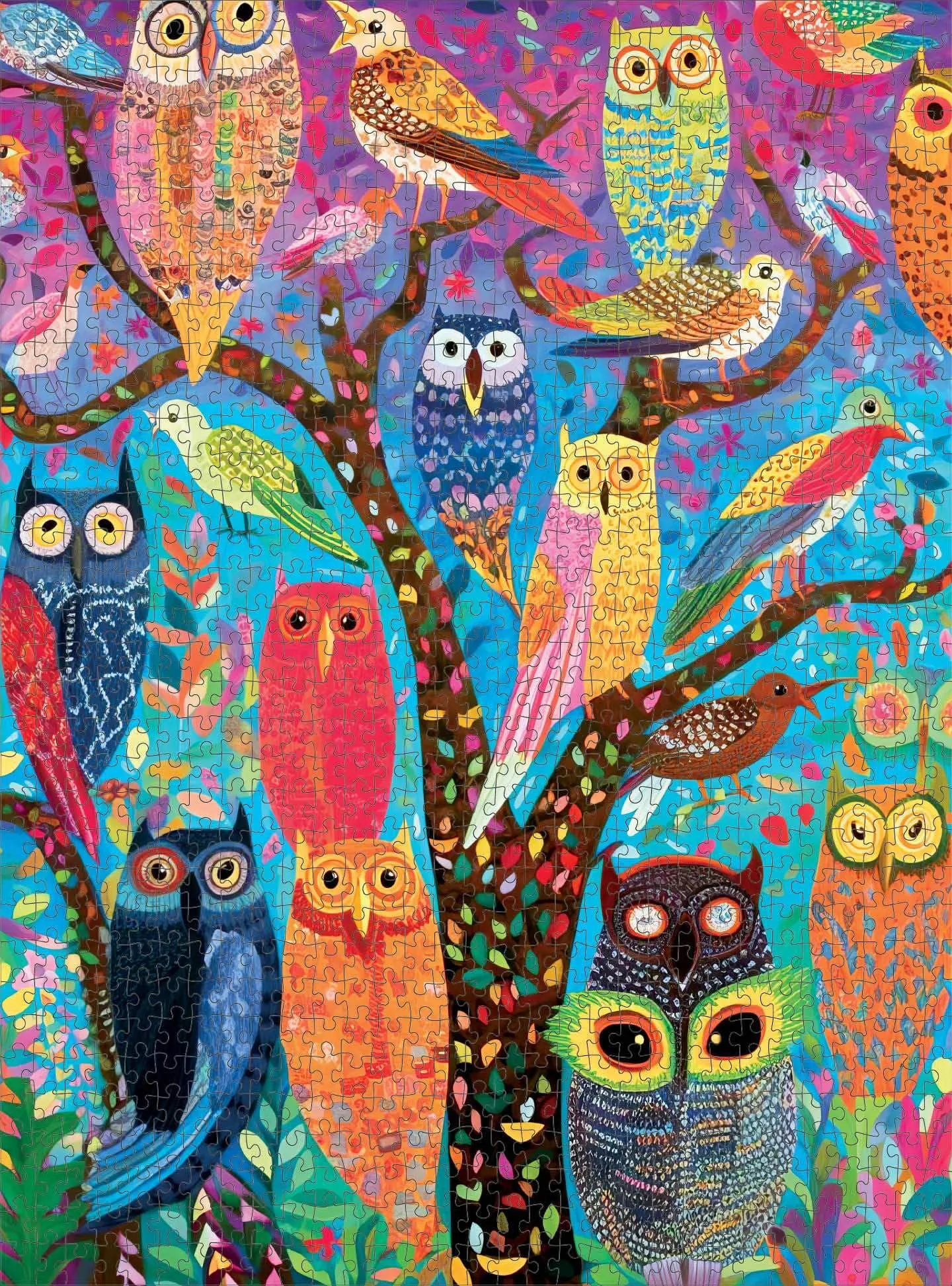 Owl Oasis: The Vibrant Perch - 1000 Piece Jigsaw Puzzle