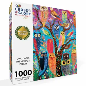 Owl Oasis: The Vibrant Perch - 1000 Piece Jigsaw Puzzle