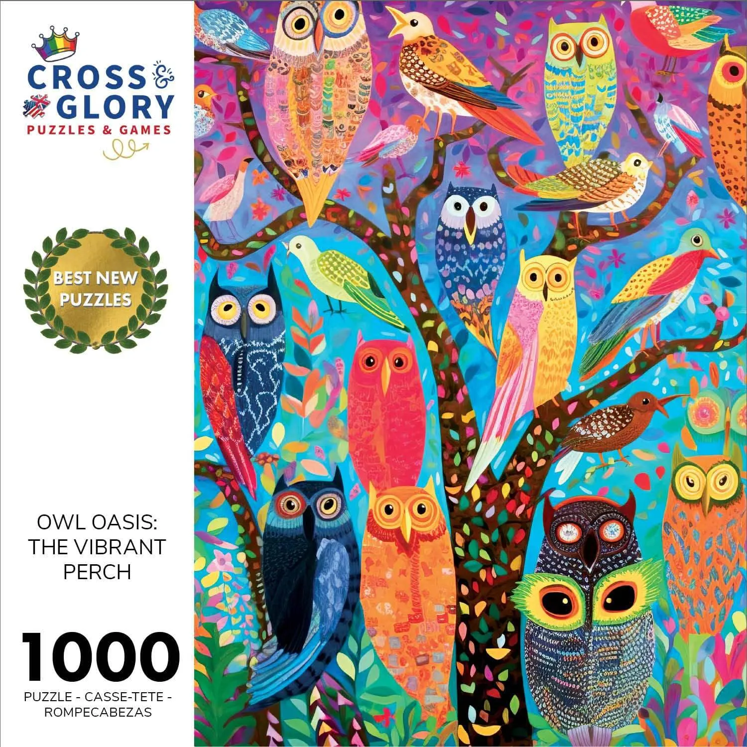 Owl Oasis: The Vibrant Perch - 1000 Piece Jigsaw Puzzle