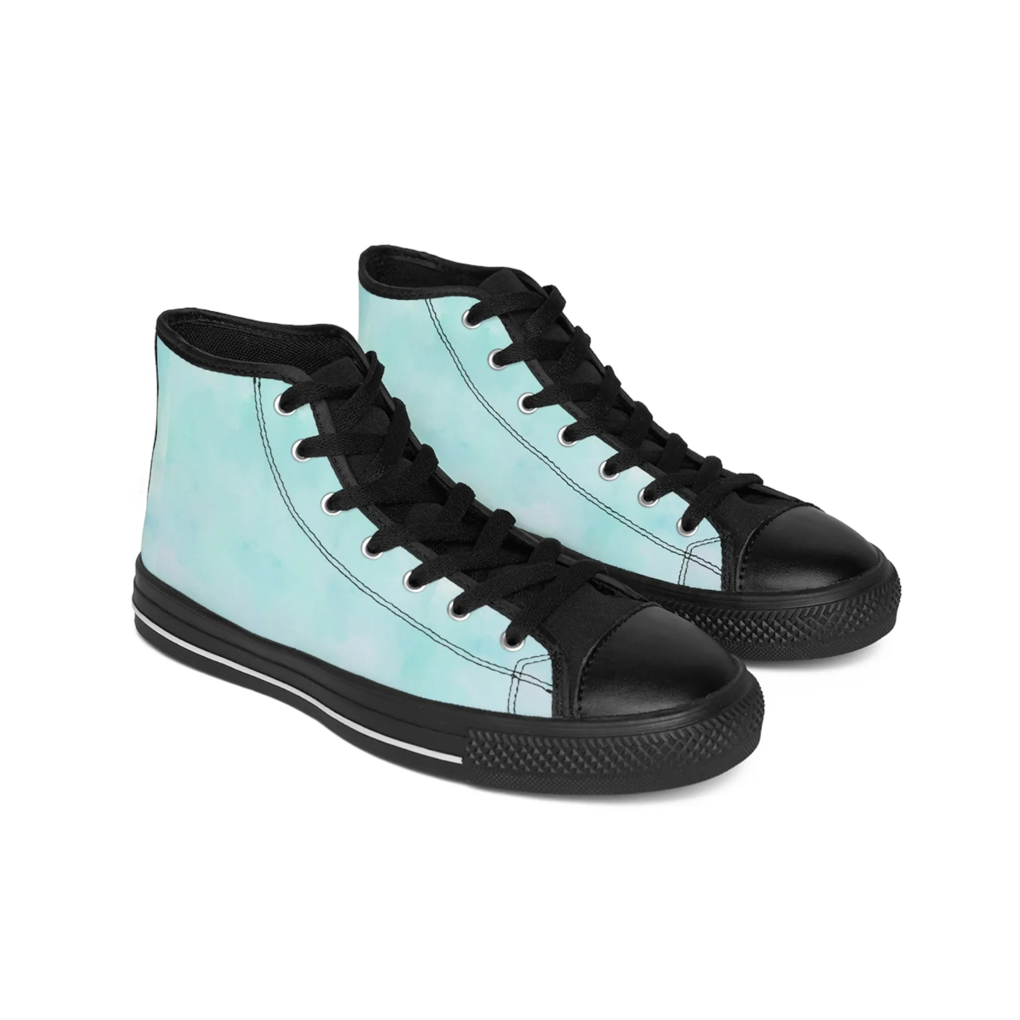 Pastel Blue Watercolor Men's Classic Sneakers