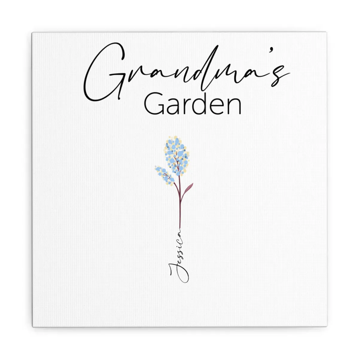 Personalised Grandma's Garden Canvas, 12 colour choices, up to 5 names