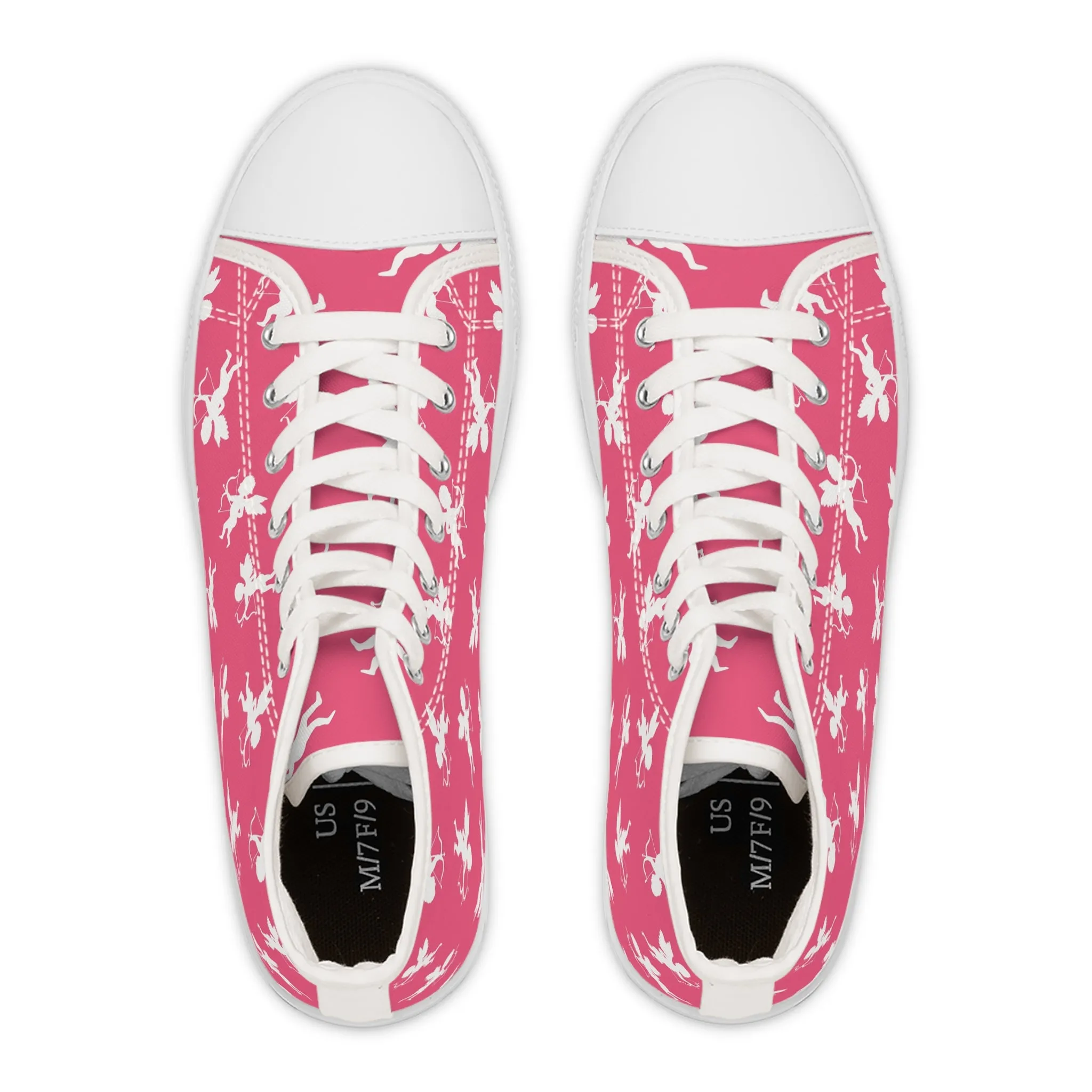 Pink Baby Cupid Flying Women's High Top Sneakers