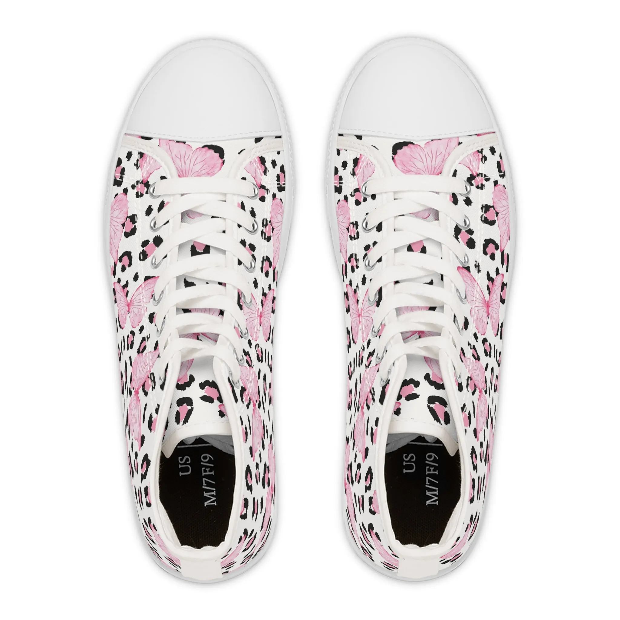 Pink Butterfly Pink Leopard Women's High Top Sneakers