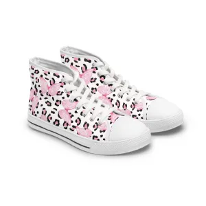 Pink Butterfly Pink Leopard Women's High Top Sneakers