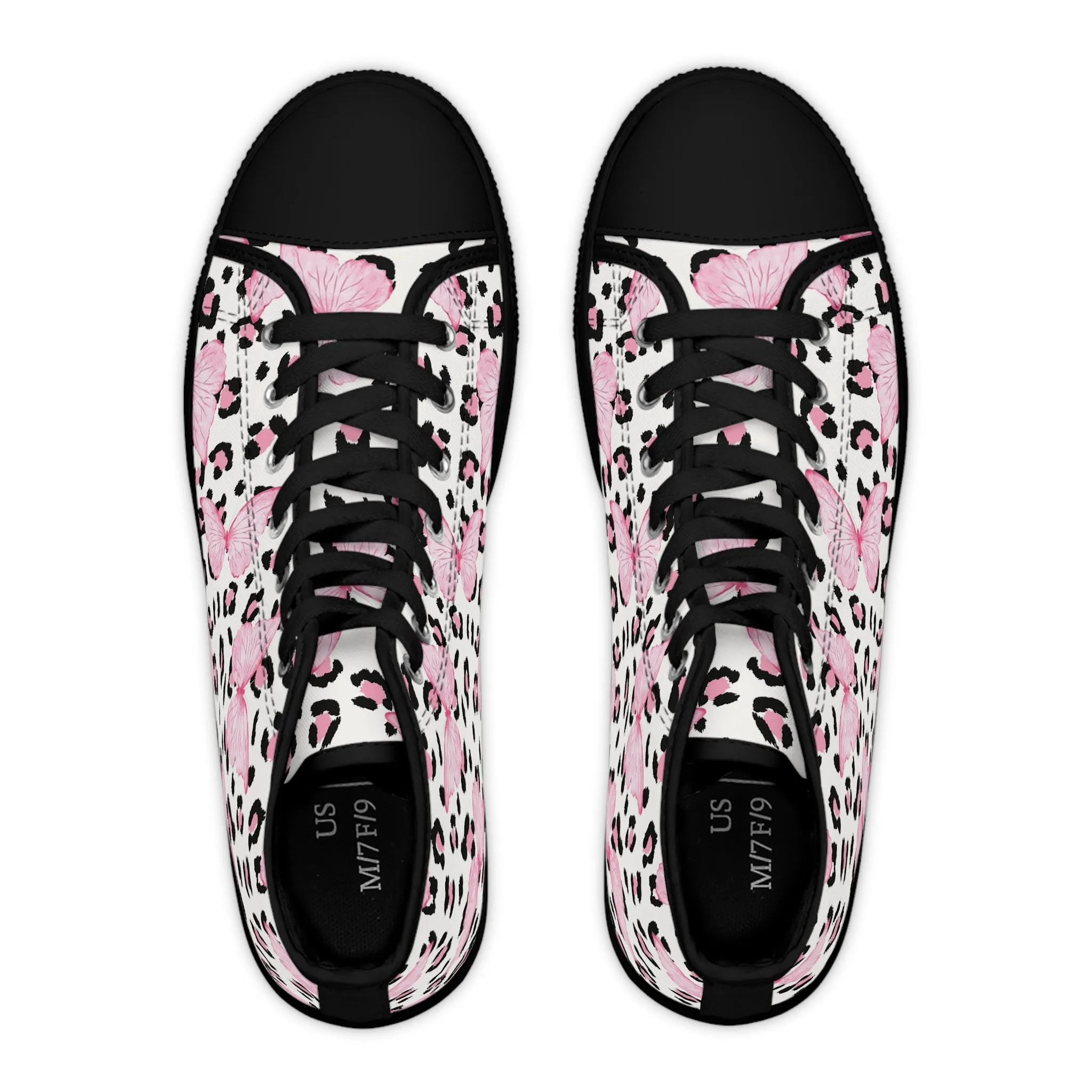 Pink Butterfly Pink Leopard Women's High Top Sneakers