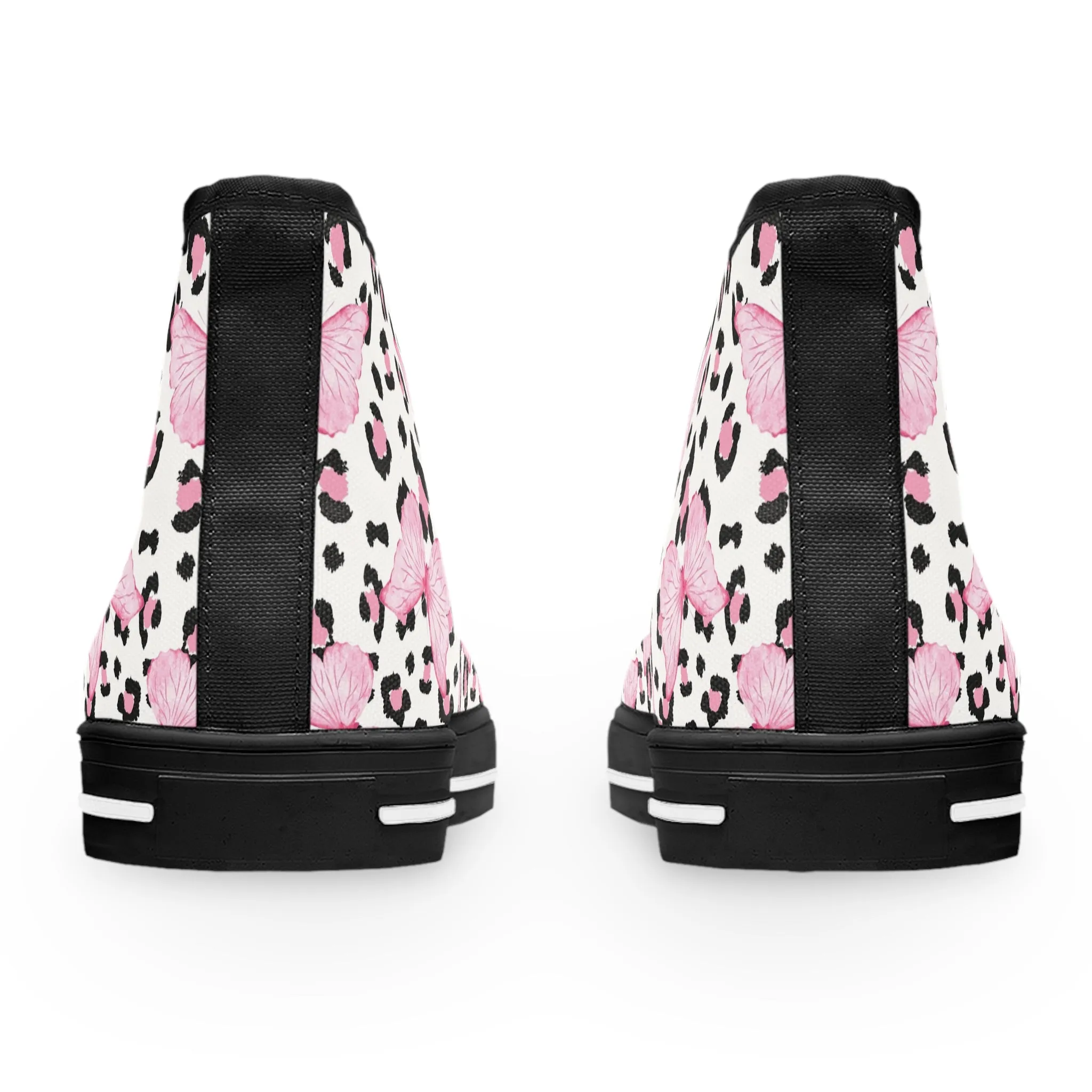 Pink Butterfly Pink Leopard Women's High Top Sneakers