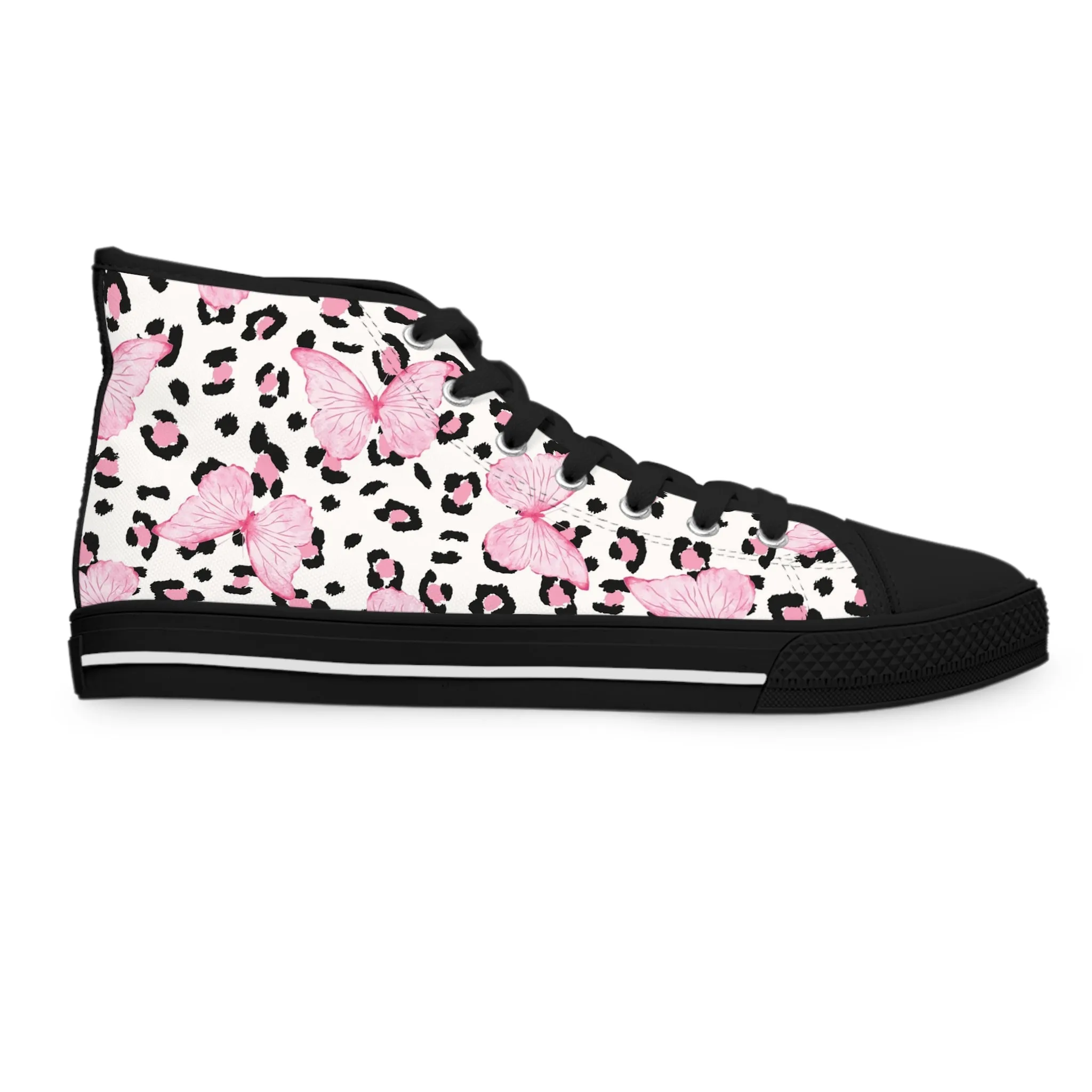 Pink Butterfly Pink Leopard Women's High Top Sneakers