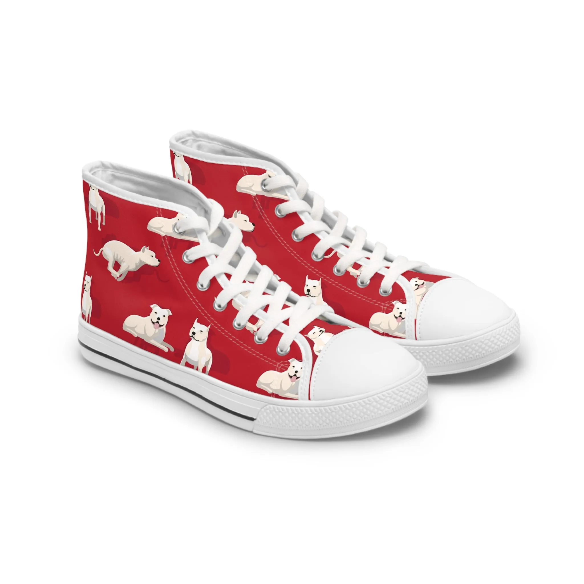 Pit Bull Terrier Red Background Women's High Top Sneakers