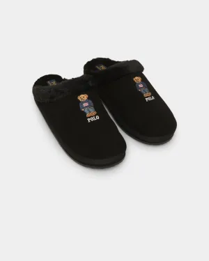 Polo Ralph Lauren Women's Kayleigh Scuff Bear Slipper Black Suede