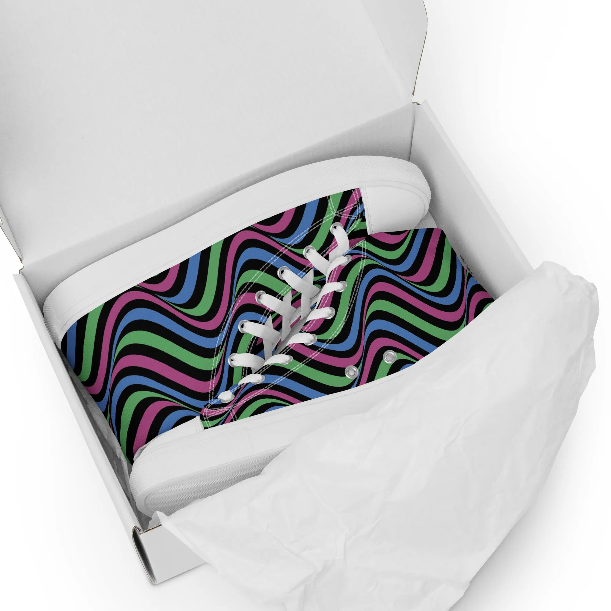 Polysexual Poly Pride Wavey Women’s High Top Canvas Athletic Shoes