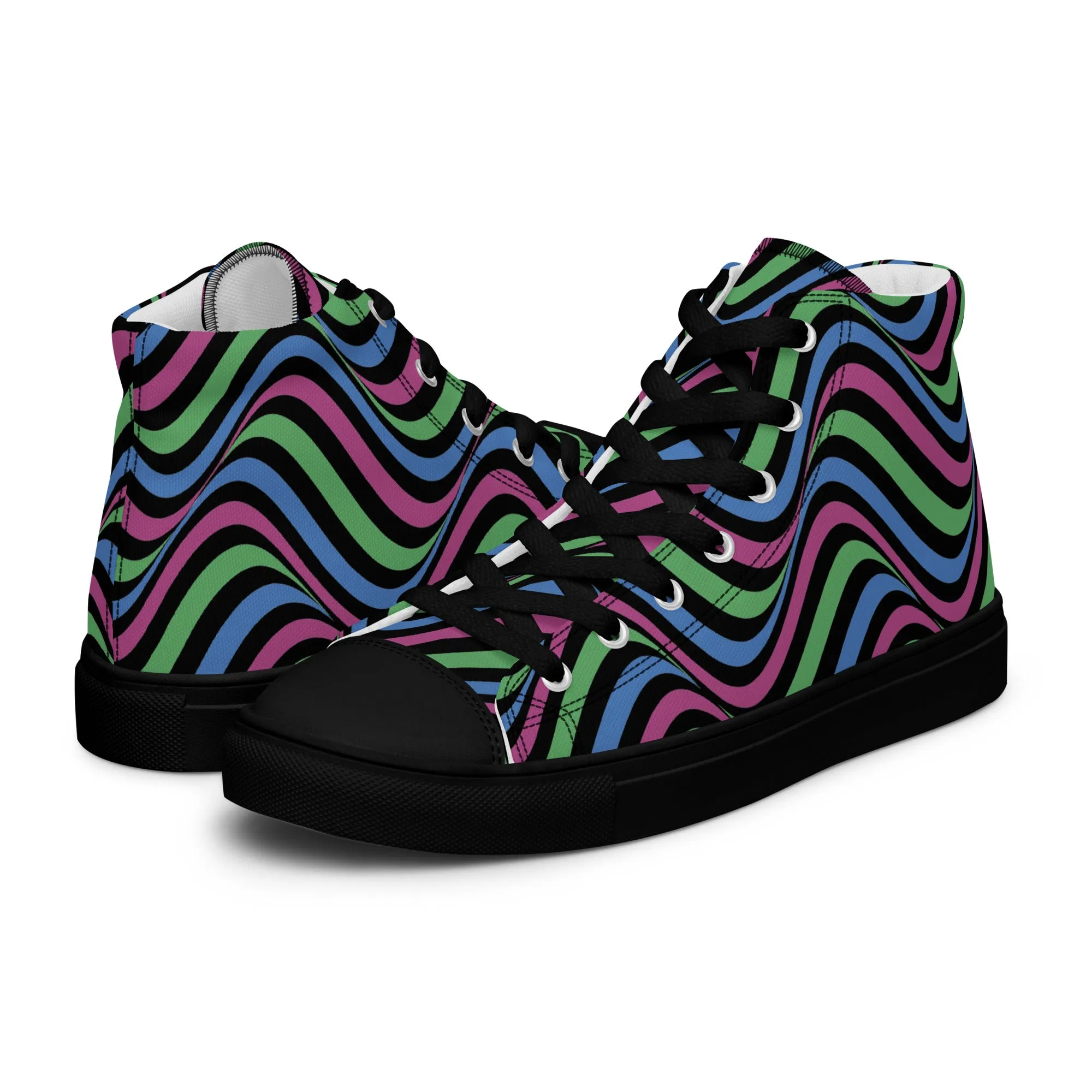 Polysexual Poly Pride Wavey Women’s High Top Canvas Athletic Shoes