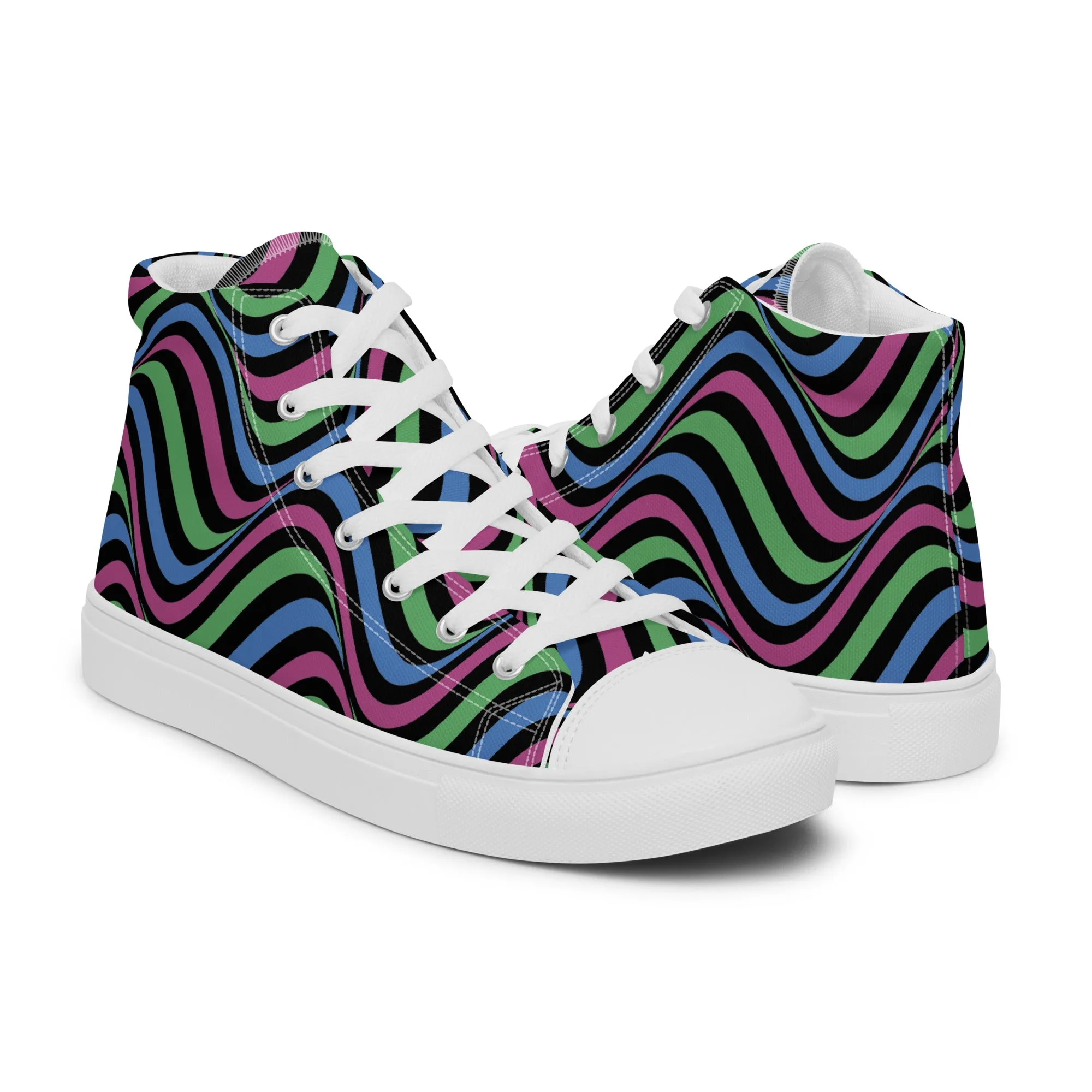 Polysexual Poly Pride Wavey Women’s High Top Canvas Athletic Shoes