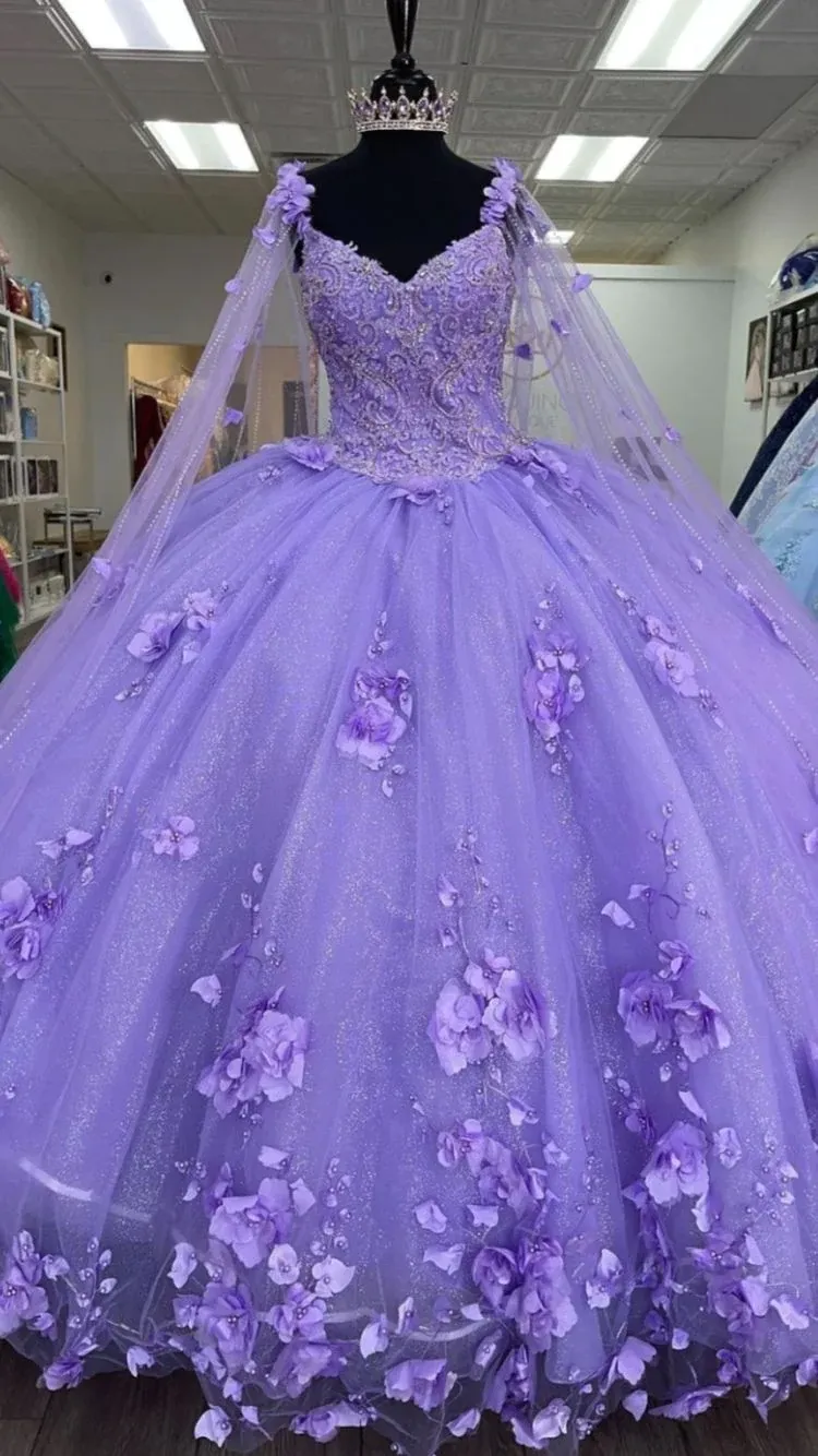 Princess Lilac Quinceanera Dresses,Sweet 16 Dress,Ball Gowns With Appliques