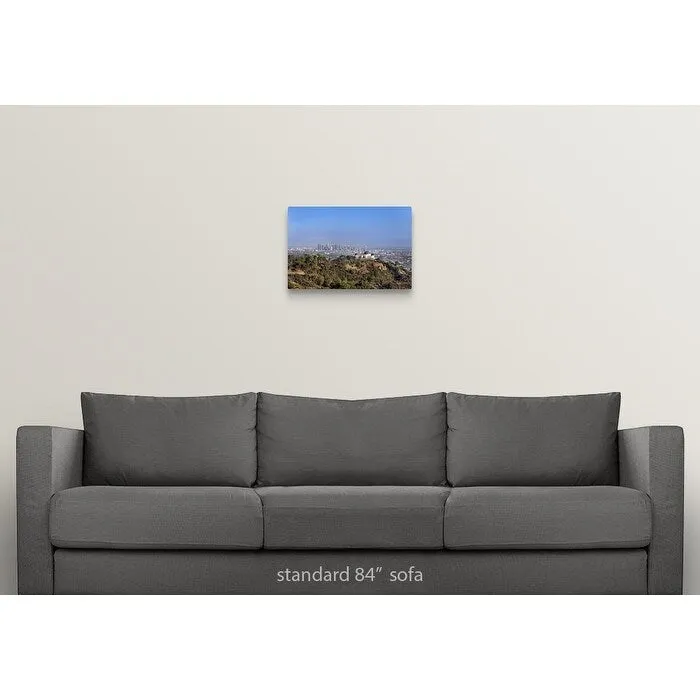 "A view from a hiking trail in Griffith Park of downtown Los Angeles." Canvas Wall Art