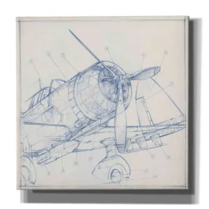 "Airplane Mechanical Sketch I" by Ethan Harper, Canvas Wall Art