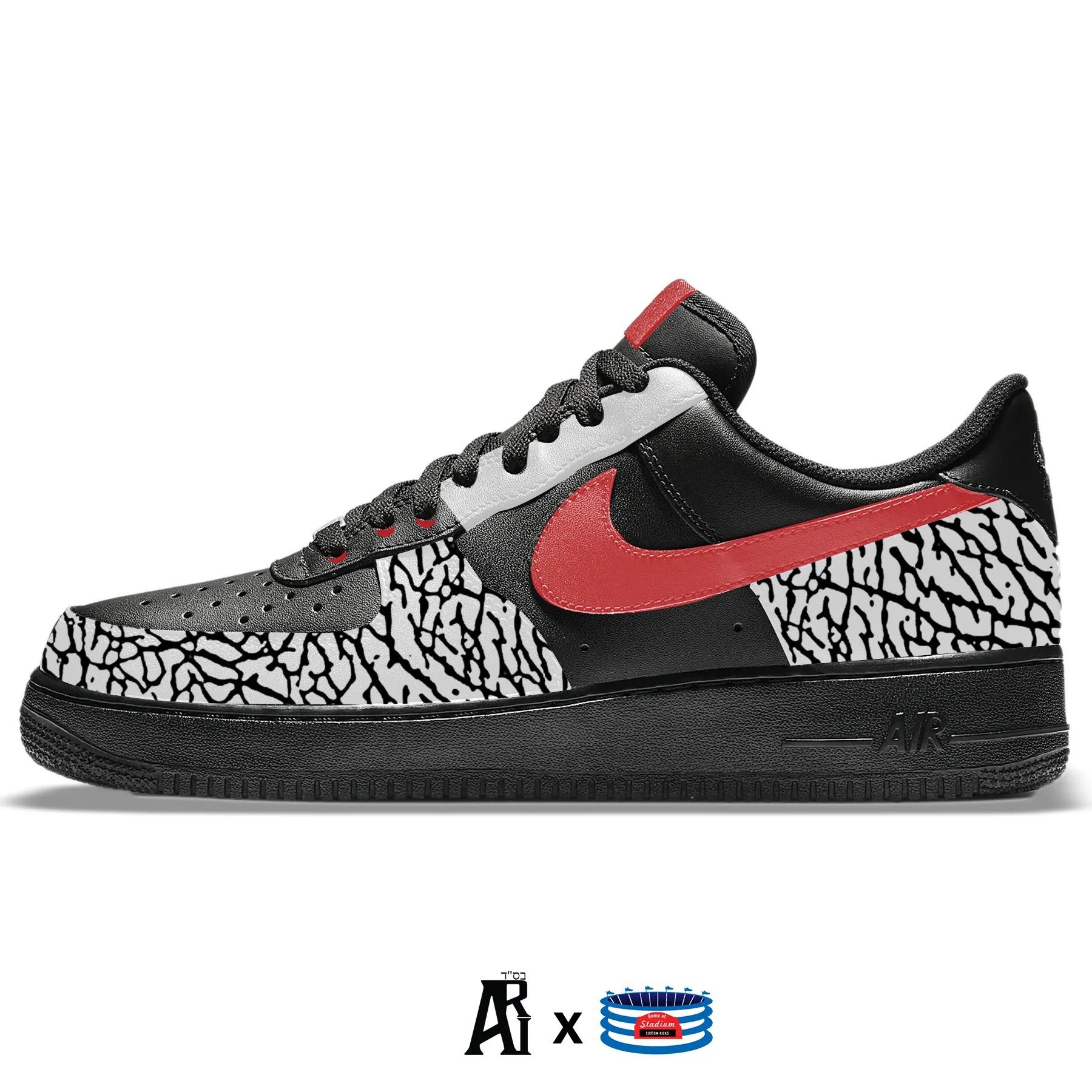 "Black Cement" Nike Air Force 1 Low Shoes by Stadium Custom Kicks