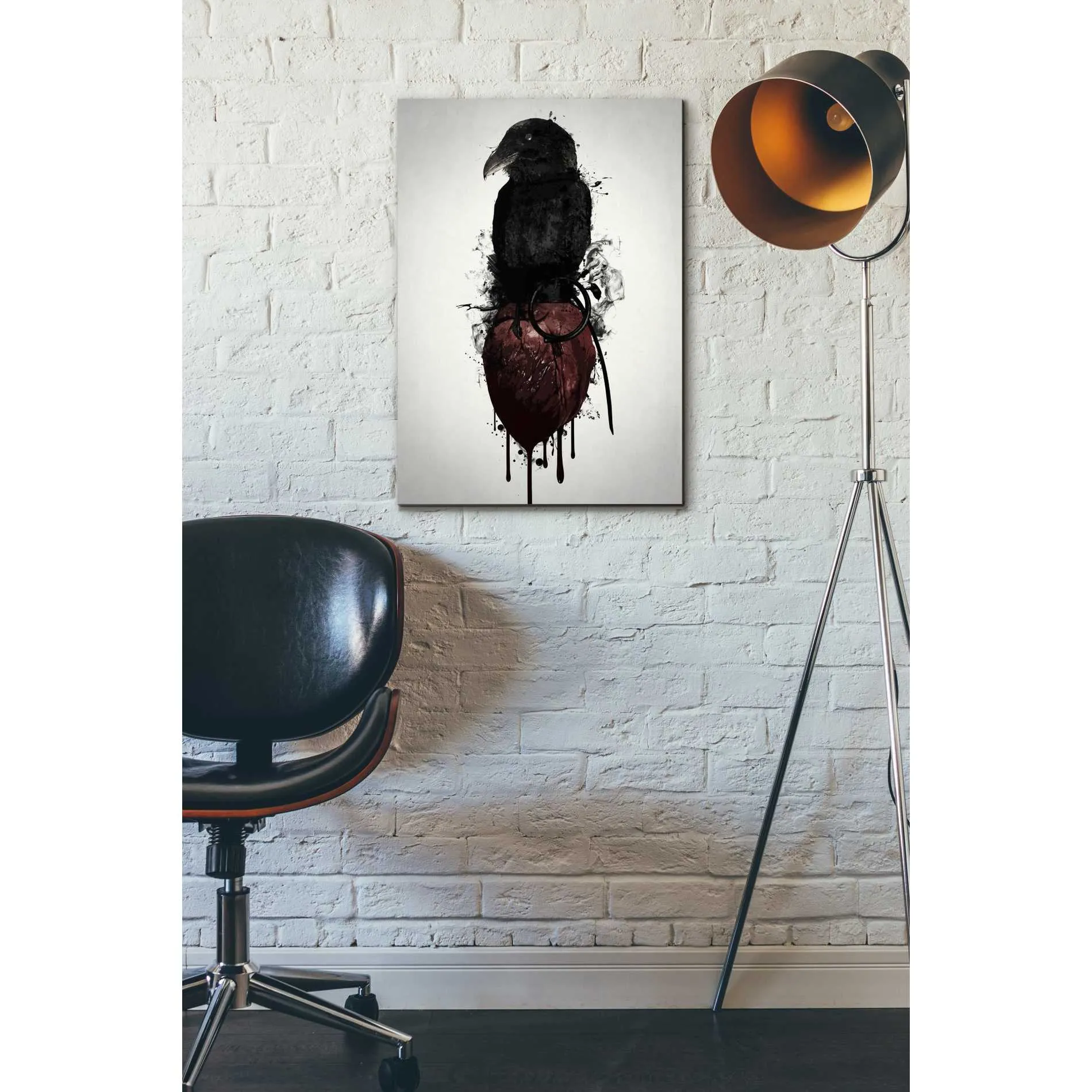 "Raven and Heart Grenade" by Nicklas Gustafsson, Giclee Canvas Wall Art