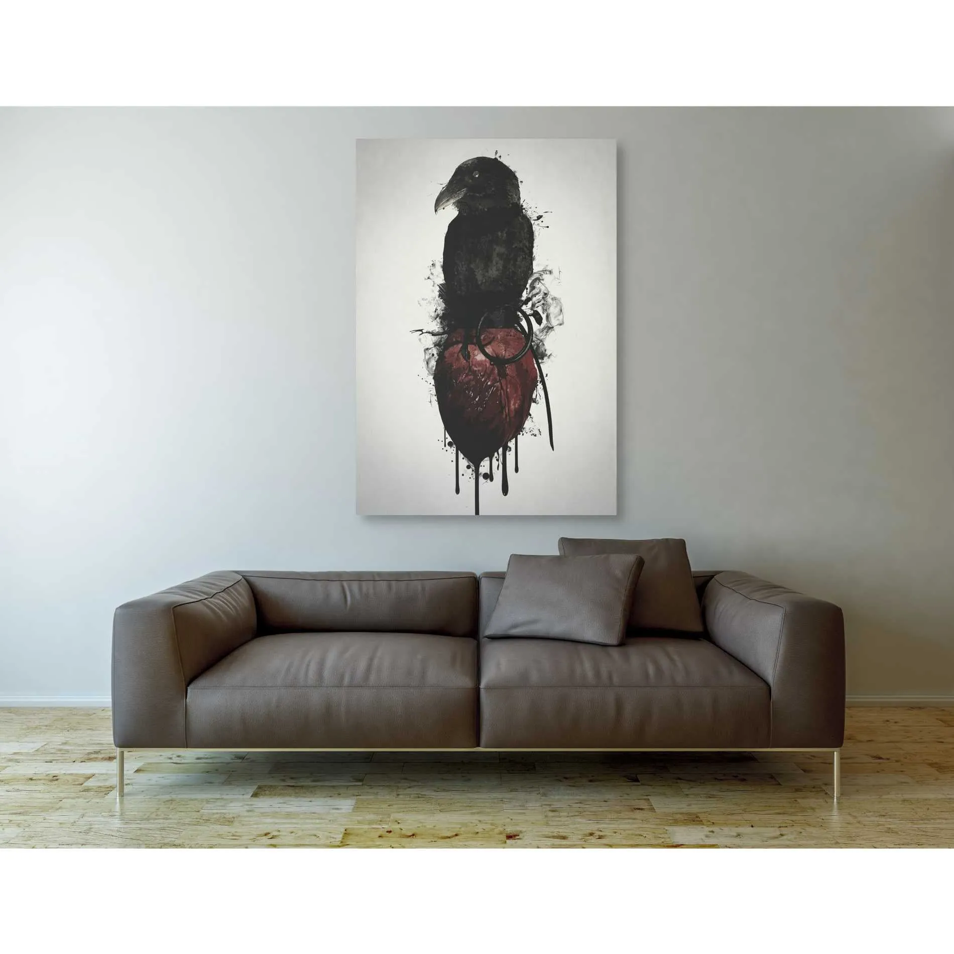 "Raven and Heart Grenade" by Nicklas Gustafsson, Giclee Canvas Wall Art