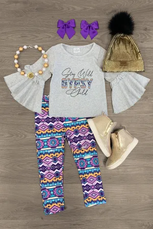 "Stay Wild Gypsy Child" Distressed Legging Set