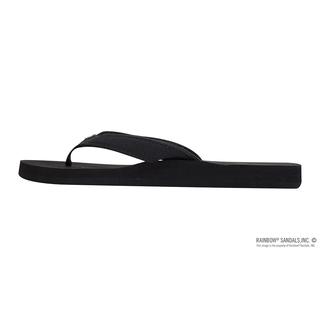 Rainbow Sandals Womens The Bella - Soft Top Black Tapered Canvas Strap - Black