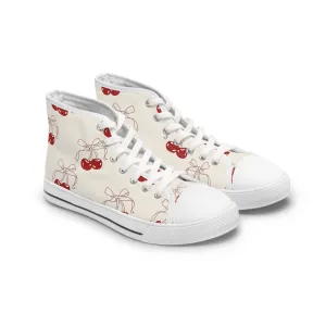 Red Cherry Ribbons Women's High Top Sneakers