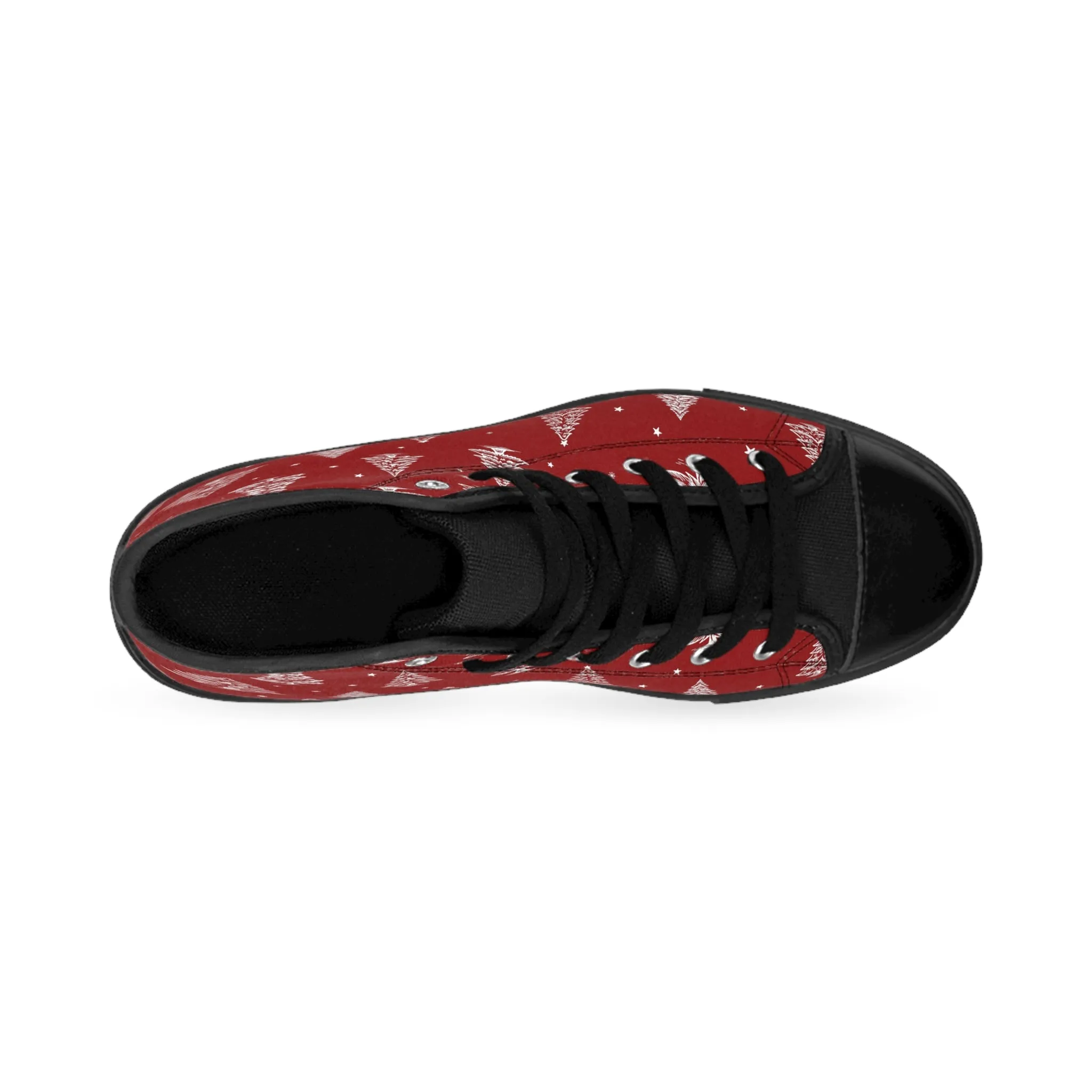 Red Christmas Tree Pattern Men's Classic Sneakers