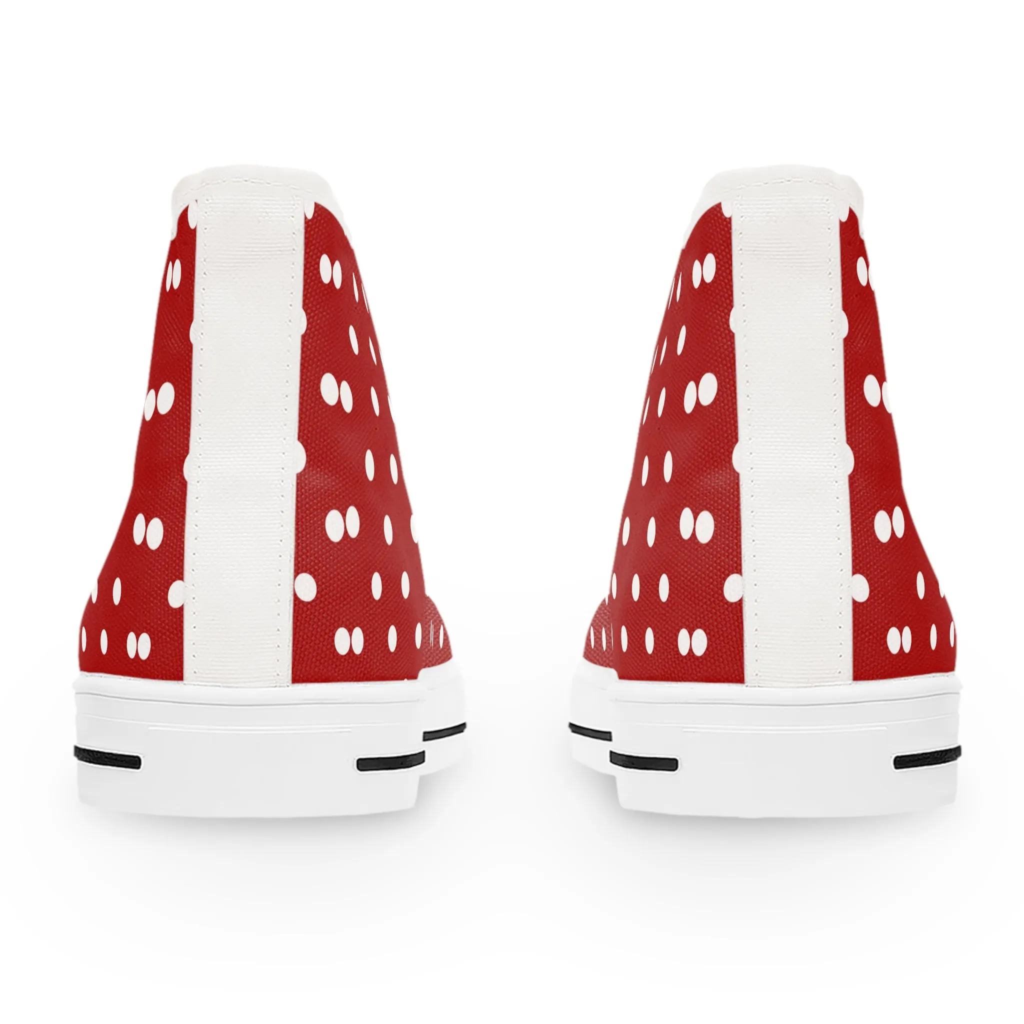 Red Pokka Dots Women's High Top Sneakers