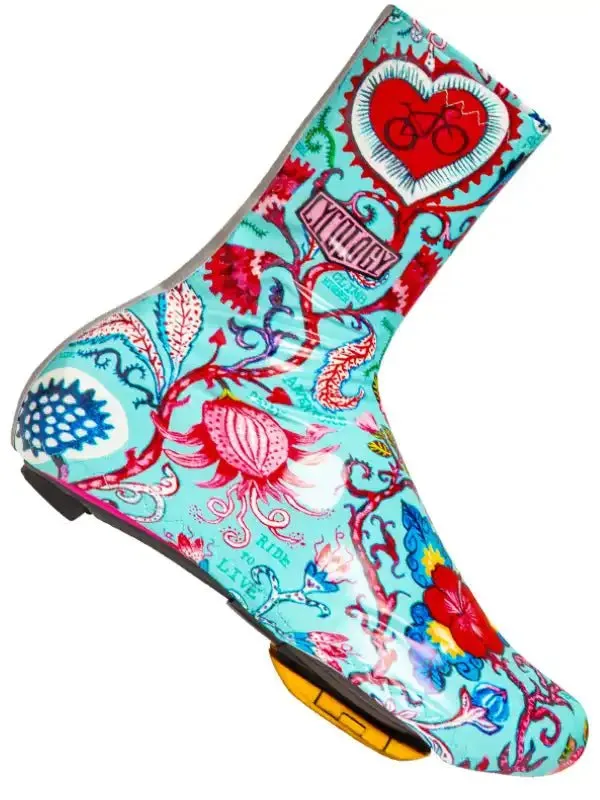 Secret Garden Cycling Shoe Covers- Aqua